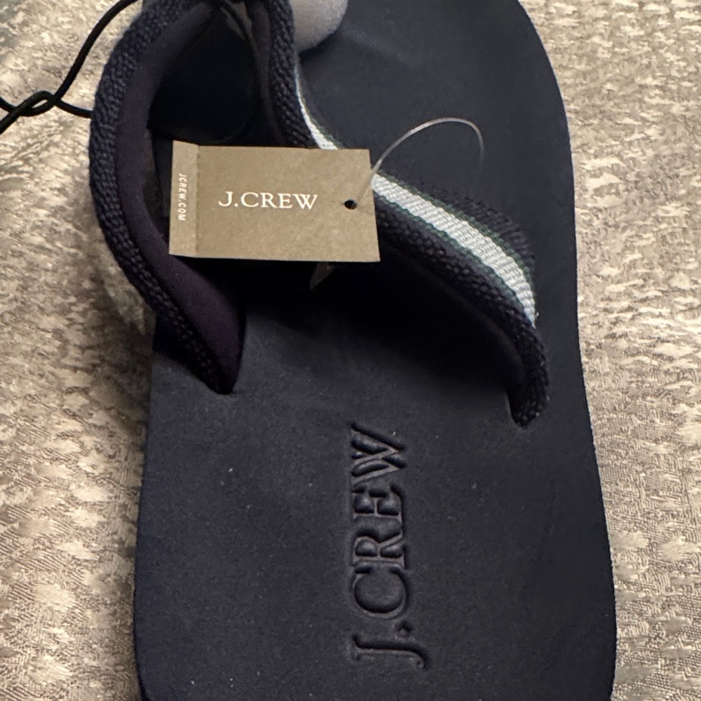 J. Crew mens Black Sandals with Green Stripes size 9 - Picture 2 of 4